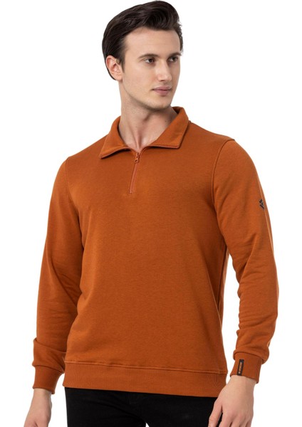 Yarım Fermuarlı Kiremit Erkek Sweatshirt M1519TKR
