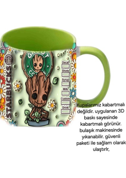 Mugs And Love Groot 3D Baskı Büyük Boy Kupa