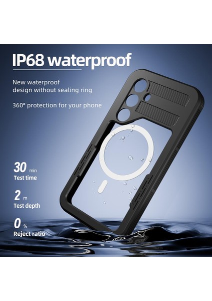 Samsung Galaxy S24 Plus Uyumlu Su Geçirmez Kılıf Magsafe IP68 Waterproof Anti Shock Anti Dust Kapak