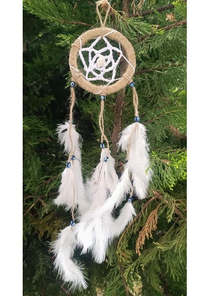 Düş Kapanı Nazar Boncuklu Hand Made Dreamcatcher Kötü Göz Kovucu Rüya Kapanı Duvar Süsü