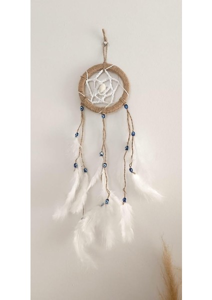 Düş Kapanı Nazar Boncuklu Hand Made Dreamcatcher Kötü Göz Kovucu Rüya Kapanı Duvar Süsü