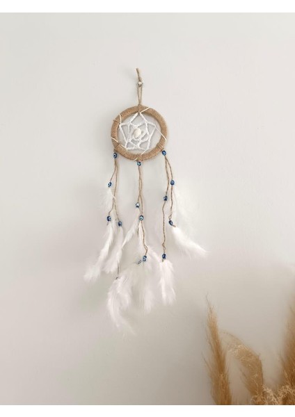 Düş Kapanı Nazar Boncuklu Hand Made Dreamcatcher Kötü Göz Kovucu Rüya Kapanı Duvar Süsü