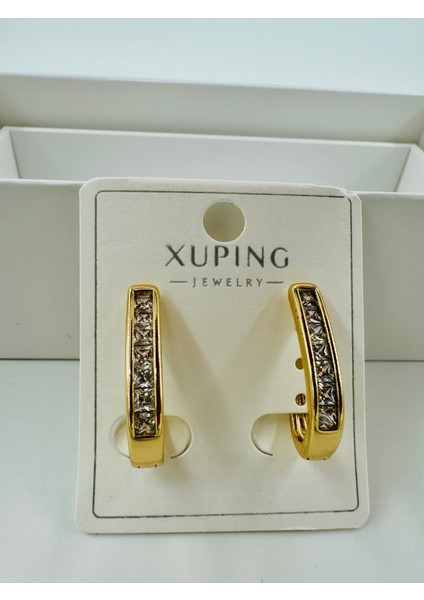 Xupıng Jewelry 14 Ayar Altın Kaplama,classıc Zirkon Taşlı Küpe