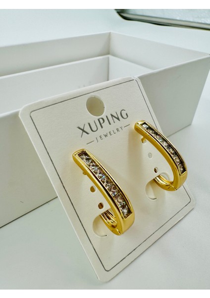 Xupıng Jewelry 14 Ayar Altın Kaplama,classıc Zirkon Taşlı Küpe