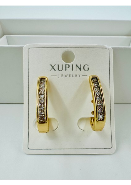 Xupıng Jewelry 14 Ayar Altın Kaplama,classıc Zirkon Taşlı Küpe