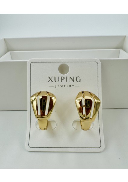 Xupıng Jewelry 14 Ayar Altın Kaplama, Şerit Kesim V Küpe