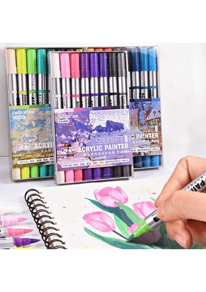 Çift Taraflı Akrilik Marker Kalemi 8'li Paket CS-H841