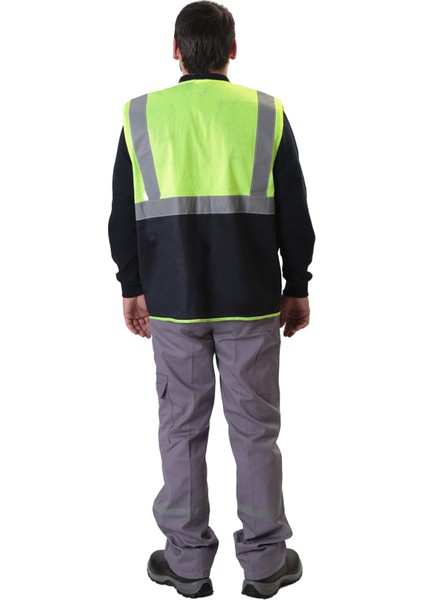 Ikaz Yeleği Mühendis Tipi Cepli Fosforlu Reflektörlü Sarı - Lacivert modelleri