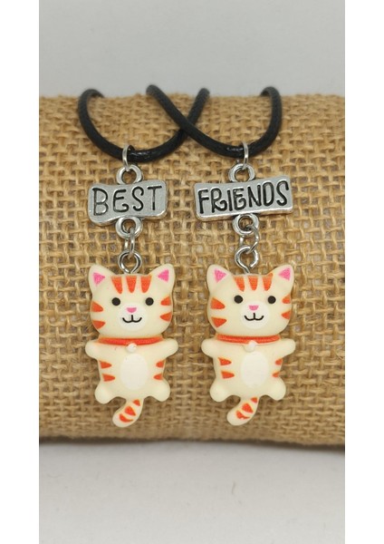 Sevimli Kediler Bff Best Friends Arkadaşlık Kolyesi Model 4. Çocuk Kolye