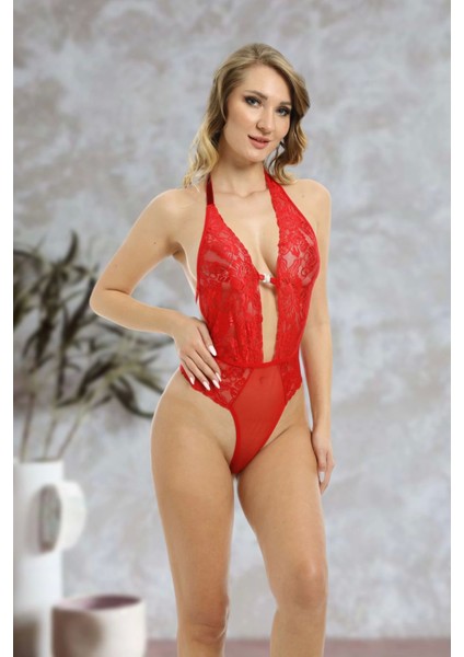 Modlive Kırmızı Taşlı Bodysuit - 888