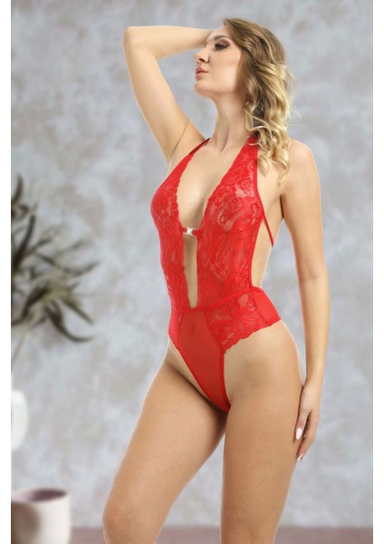 Modlive Kırmızı Taşlı Bodysuit - 888