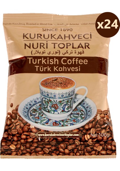 Kurukahveci Nuri Toplar Türk Kahvesi 100 gr Folyo x 24 Adet Stand Koli