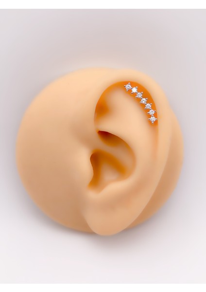 Cerrahi Çelik Piercing Yedi Zirkon Taşlı Kıkırdak Helix Tragus PIERCING(1ADET)