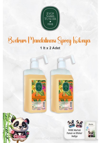 2 Adet Eyüp Sabri Tuncer Bodrum Mandalinası Sprey Başlıklı Kolonya 1 Lt ve Rosıe