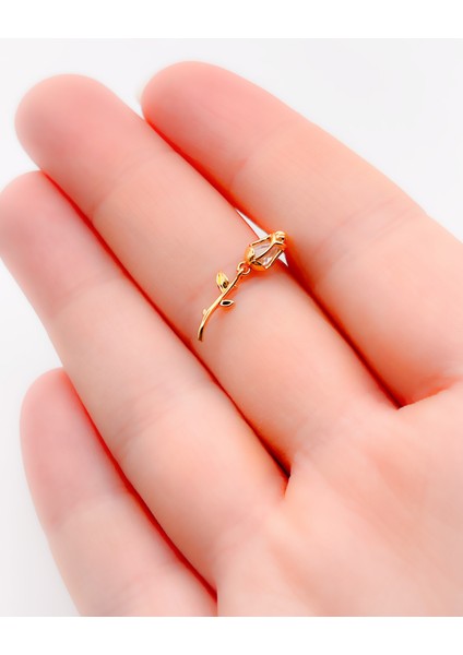 Cerrahi Çelik Piercing Zirkon Taşlı Gül Figürlü Kıkırdak Helix Tragus PIERCING(1ADET)