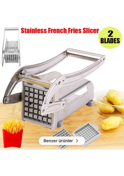 Ev Tipi Paslanmaz Çelik Patates Cipsi Sebze Salatalık Dilimleme Makinesi Manuel Patates Kesici Patates Kızartması modelleri