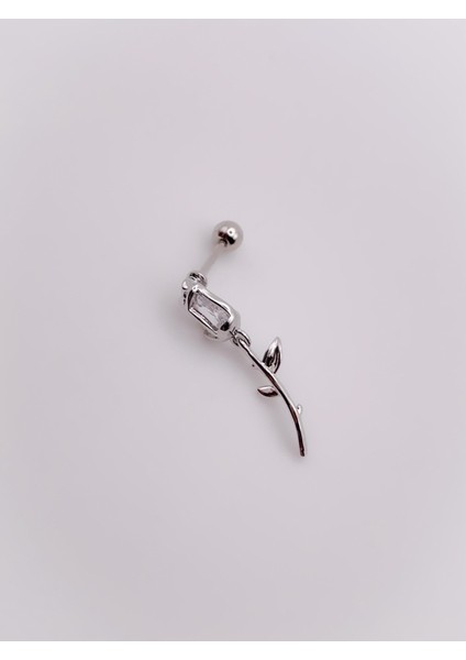 Cerrahi Çelik Piercing Zirkon Taşlı Gül Figürlü Kıkırdak Helix Tragus PIERCING(1ADET)