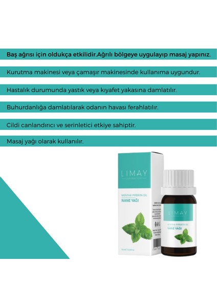 Saf Nane Yağı Doğal Seyreltilmemiş Distilasyon Katkısız Peppermint Oil 10 ml