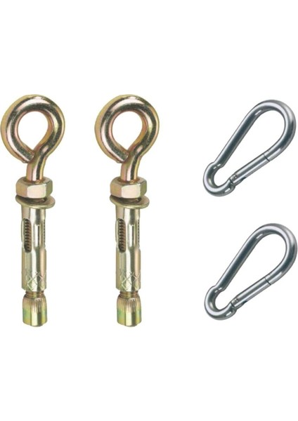 2 Adet Salıncak Hamak Asma Aparatı, Tavan Salıncağı Için Çelik Dubel &#43; 2 Adet Karabina Kanca