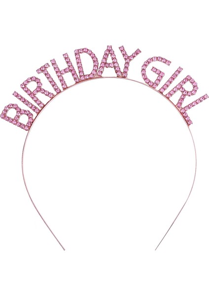 Hbp Avm Pembe Renk Kristal Taşlı Parlak Birthday Girl Yazılı Taç 16X17 cm