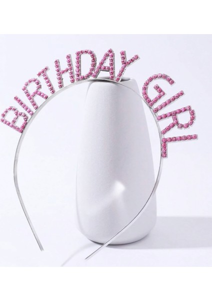 Hbp Avm Pembe Renk Kristal Taşlı Parlak Birthday Girl Yazılı Taç 16X17 cm