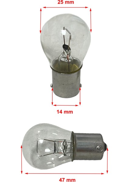 Eco 12V 21W 93 BA15S Tek Duy, Düz Tırnak, Sinyal, Fren, Stop, Sis Ampulü 10 Adet