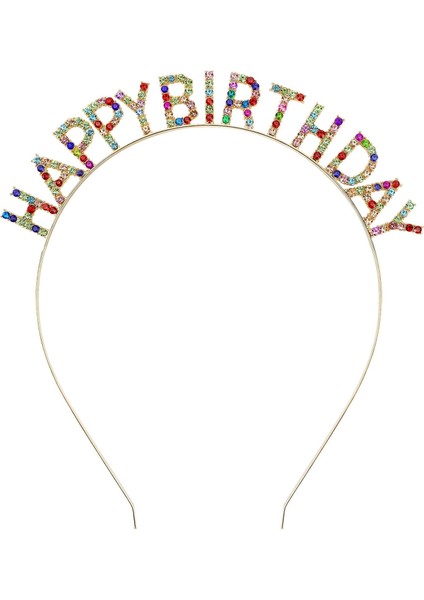 Hbp Avm Rengarenk Kristal Taşlı Ekstra Lüks Gümüş Kaplama Happy Birthday Taç 16X17 cm