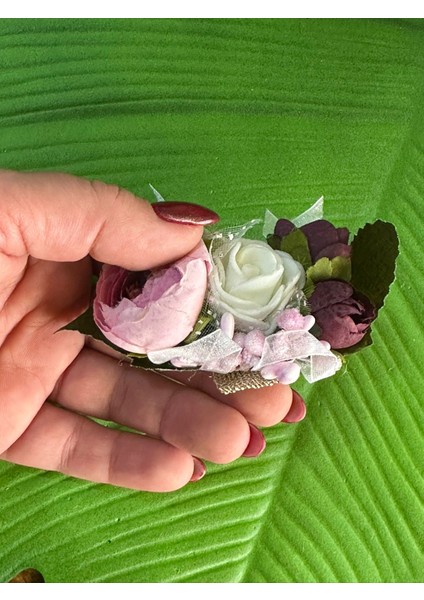 13X5 cm Renkli Güllü Tasarım Bahar Çiçekli Broş Yaka Giyim Aksesuarı