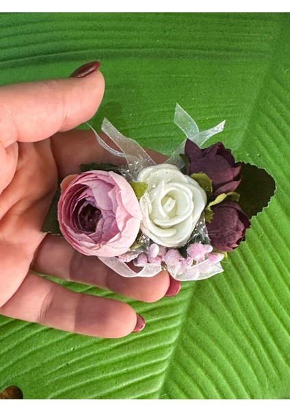 13X5 cm Renkli Güllü Tasarım Bahar Çiçekli Broş Yaka Giyim Aksesuarı