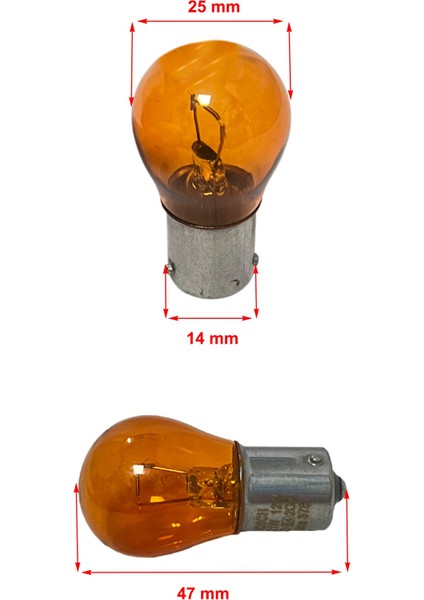 Eco 12V 21W 93 BAU15S Turuncu, Tek Duy, Yakın Tırnak, Sinyal, Fren Ampulü 10 Adet
