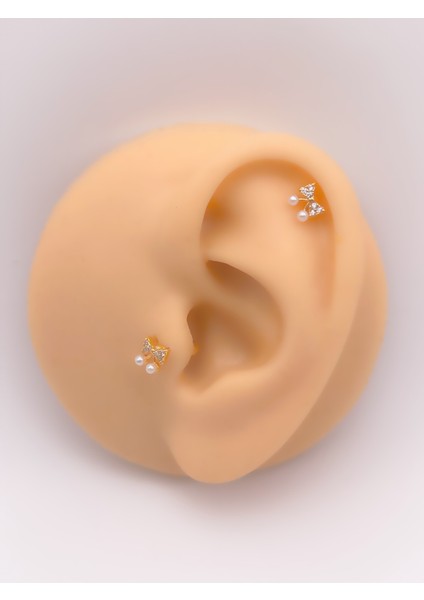 Cerrahi Çelik Piercing Zirkon Taşlı Fiyonk Figürlü Kıkırdak Helix Tragus PIERCING(1ADET)