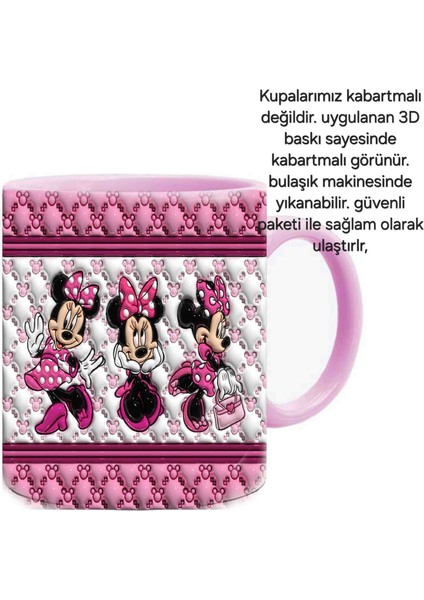 Mugs And Love Mınnıe Mouse 3D Baskı Büyük Boy Kupa