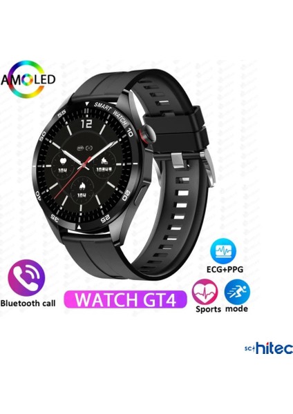 Watch Gt4 Amoled Ekran Android Ios Harmonyos Uyumlu 3 Kordonlu Akıllı Saat Siyah WNE0910