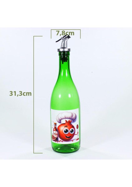 Yağdanlık Sosluk Sirkelik Nar Ekşisi Animasyon Çimen Yeşili 750 ml Akıtıcılı