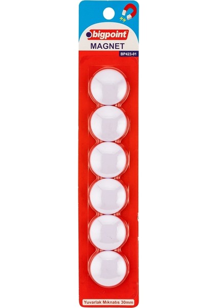 Renkli Magnet 30MM (Mıknatıs) Mavi 6'lı Blister