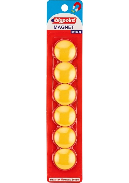 Renkli Magnet 30MM (Mıknatıs) Mavi 6'lı Blister