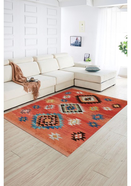 Dijital Baskılı Kaymaz Taban Yıkanabilir Etnik Yolluk Mutfak Salon Halısı, N-Etnik-01-Kırmızı, modelleri