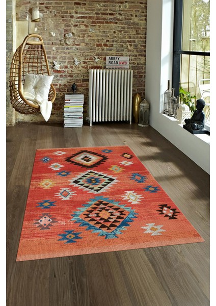 Dijital Baskılı Kaymaz Taban Yıkanabilir Etnik Yolluk Mutfak Salon Halısı, N-Etnik-01-Kırmızı, indirimleri