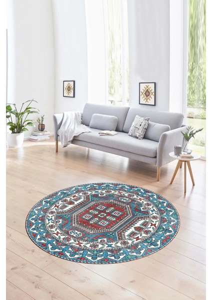 Dijital Baskılı Kaymaz Yıkanabilir Etnik Desen Yuvarlak Mutfak Salon Halısı, N-Y-Etnik-14-Renkli, fiyatları