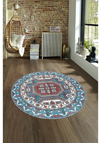 Dijital Baskılı Kaymaz Yıkanabilir Etnik Desen Yuvarlak Mutfak Salon Halısı, N-Y-Etnik-14-Renkli, indirimleri