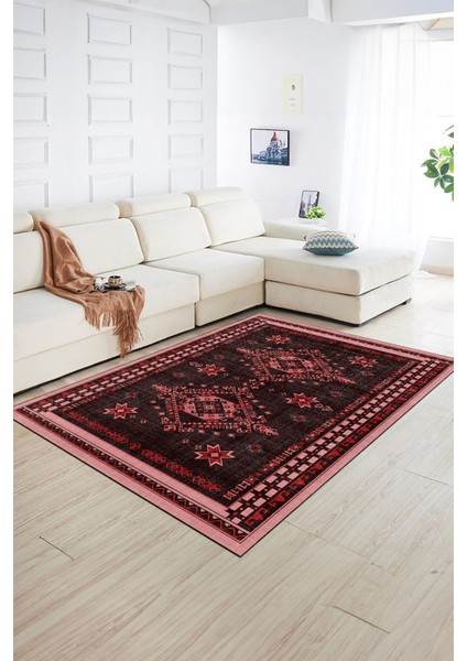 Dijital Baskılı Kaymaz Taban Yıkanabilir Etnik Yolluk Mutfak Salon Halısı, N-Etnik-03-Pembe, modelleri