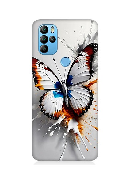 General Mobile GM21 Pro Uyumlu Beyaz Kelebek Desenli Silikon Kılıf