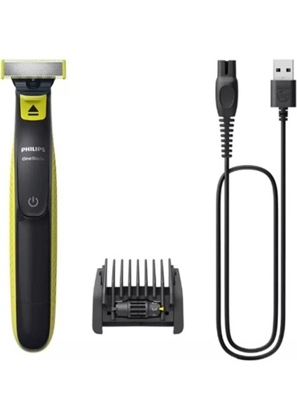 Yeşil QP2724/20 Oneblade Yüz Şekillendirici Islak ve Kuru 30 - 60 Dk Şarjlı