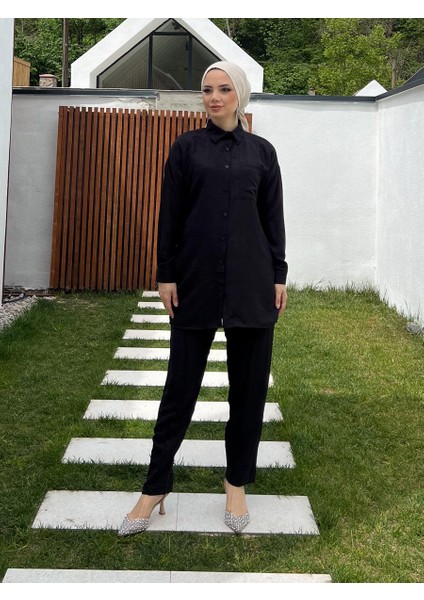 Siyah Cepli Tunik Pantolon Takım