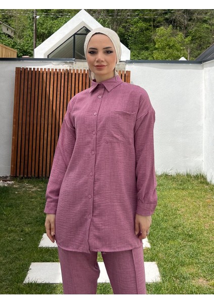 Gül Kurusu Cepli Tunik Pantolon Takım modelleri