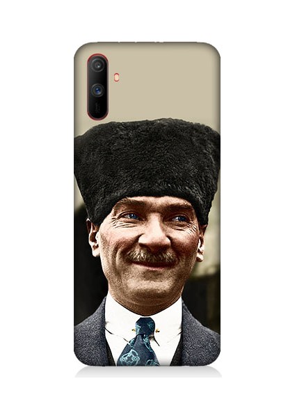 Realme C3 Uyumlu Mustafa Kemal Atatürk Desenli Silikon Kılıf