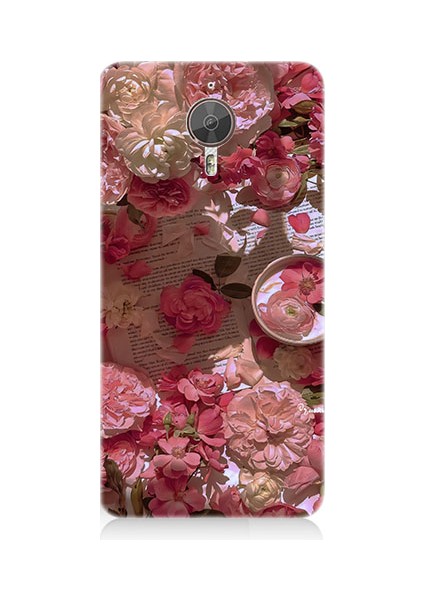 General Mobile Gm5 Plus Uyumlu Pembe Güller ve Kitap Desenli Silikon Kılıf