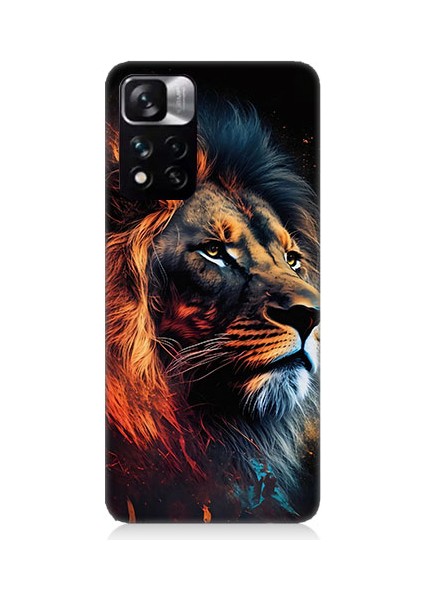 Xiaomi Redmi Note 11 Pro Uyumlu Siyah Fon Aslan Desenli Silikon Kılıf