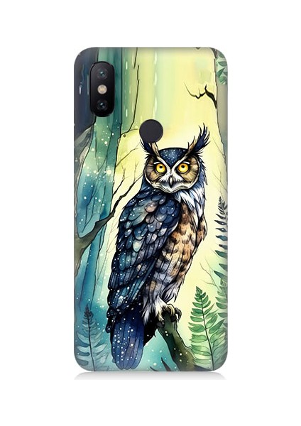 Xiaomi Mi A2 Lite Uyumlu Gece ve Baykuş Desenli Silikon Kılıf