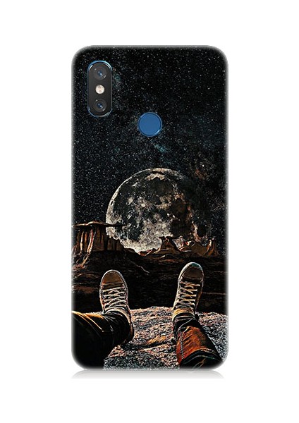 Xiaomi Mi 8 Uyumlu Yıldızlı Bir Gece ve Ay Desenli Silikon Kılıf